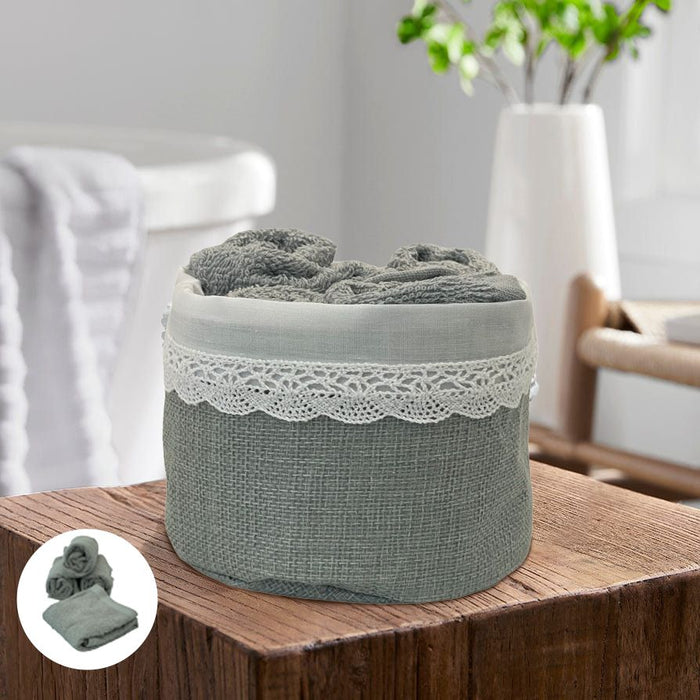 طقم 4 بشاكير صغيرة بسلة من S&G Asia - رمادي