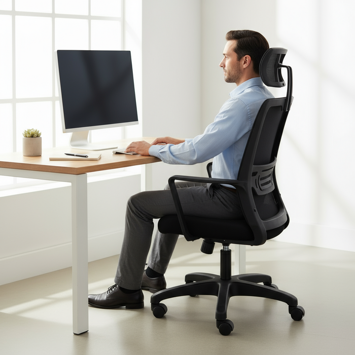 Comfortable manager chair with wide back and lumbar support