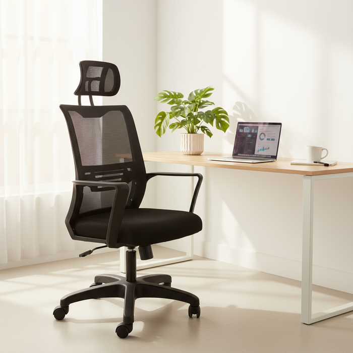 Comfortable manager chair with wide back and lumbar support