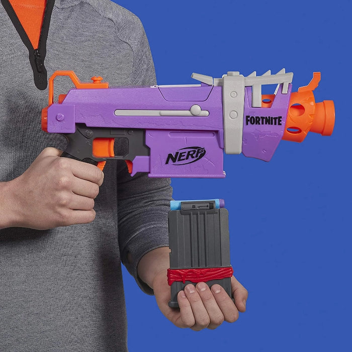 مسدس نيرف فورتنايت SMG-E مع تصميم مستوحى من اللعبة و6 كرات نيرف رسمية من هاسبرو
