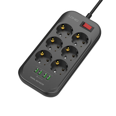 وصلة كهرباء فيش الماني 6 مخارج مع 4 USB منLDNIO وصلة كهرباء فيش الماني 6 مخارج مع 4 USB منLDNIO