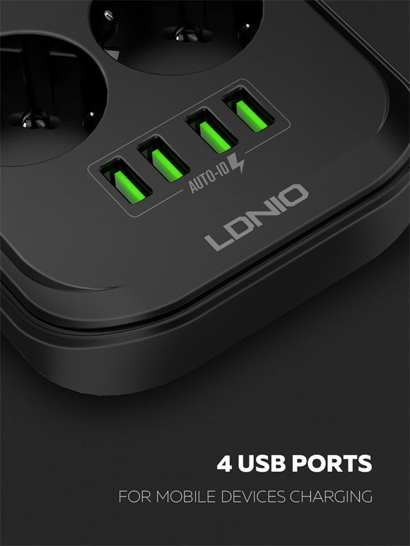 وصلة كهرباء فيش الماني 6 مخارج مع 4 USB منLDNIO وصلة كهرباء فيش الماني 6 مخارج مع 4 USB منLDNIO