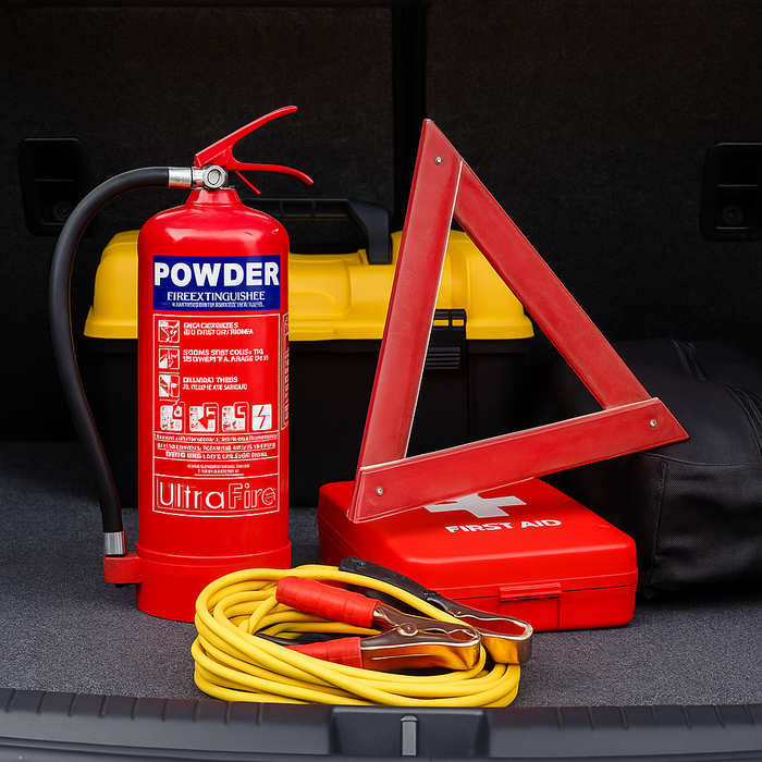 طفاية حريق + مثلث تحذير