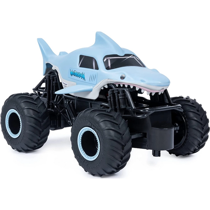 مونستر جام 1:24 RC ميغالودون بتحكم سهل ومدى 250 قدم مع أداء مذهل من سبين ماستر