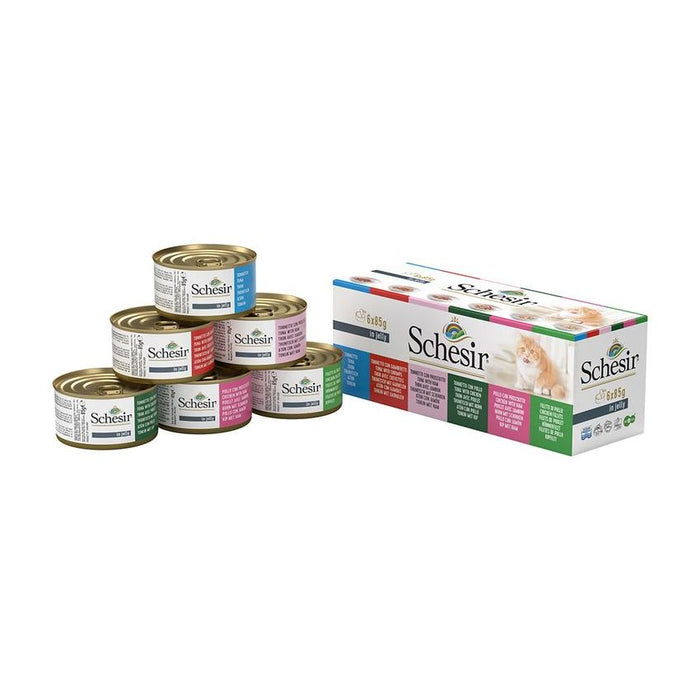 SCHESIR 4300 طعام قطط مجموعة 6×85g في هلام حزمة متعددة للقطط