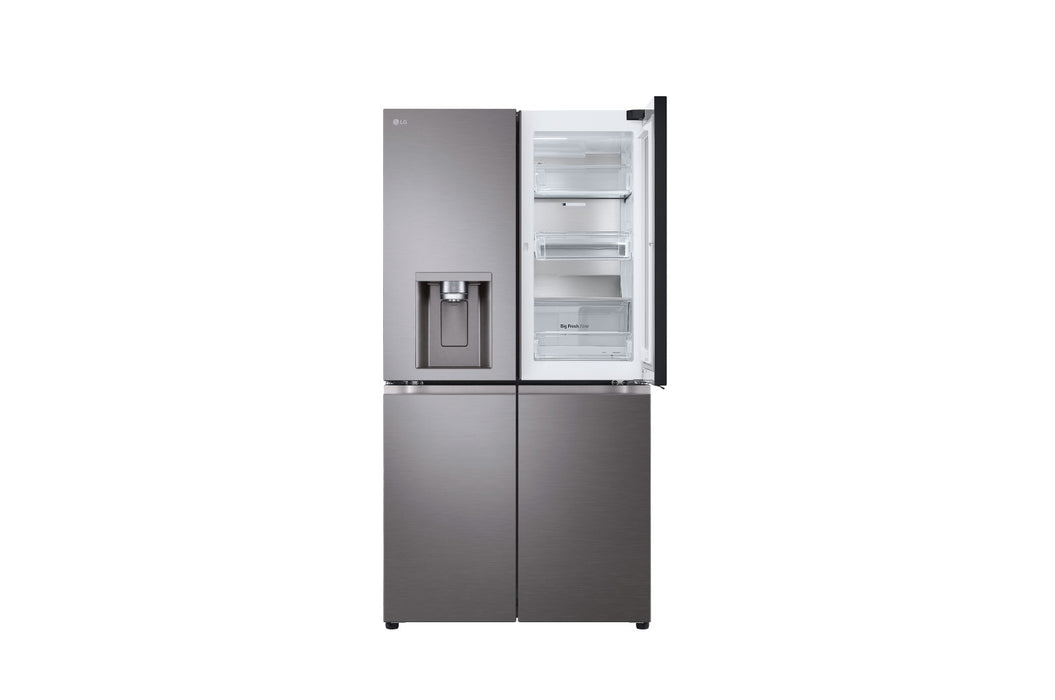 LG 4-Door Refrigerator, 889 Liters, Black Stainless Steel, Ice and Water Dispenser, Flat Door 