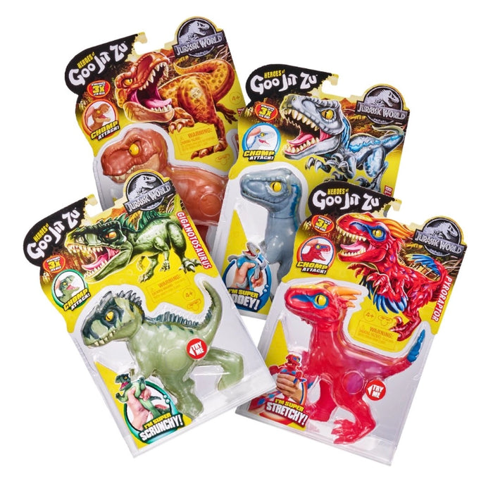 أبطال جوجيتسو - Jurassic World المرخص - بايرورابتور قابل للتمدد ثلاث مرات ويمتاز بمادة جيلاتينية فريدة. من موس