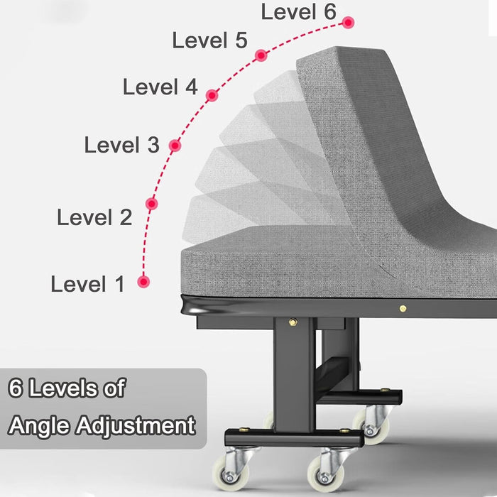 سرير ضيف قابل للطي 190x90 سم من إطار معدني محمول مع مسند رأس قابل للتعديل