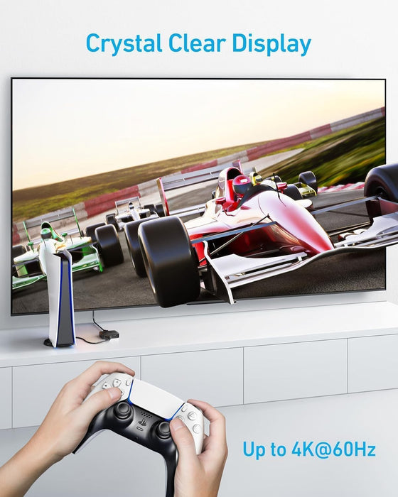 مفتاح HDMI 4K@60Hz مدخلان ومخرج واحد للتبديل بزر واحد من Anker