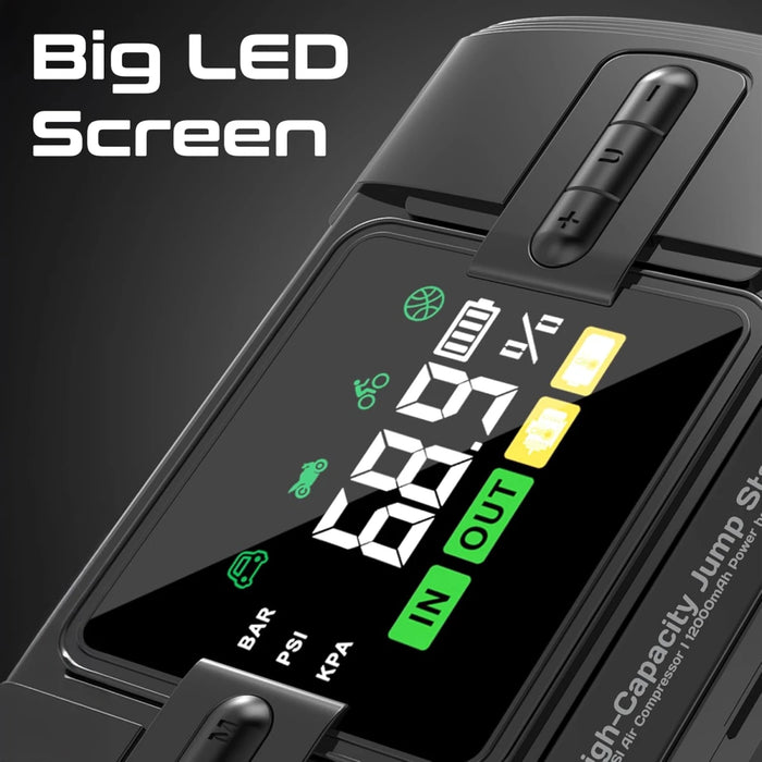 مشغل سيارة 1200 أمبير ومنفاخ إطارات 150PSI وباور بانك 12000 مللي أمبير من PROMATE