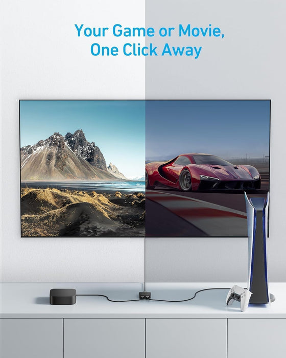 مفتاح HDMI 4K@60Hz مدخلان ومخرج واحد للتبديل بزر واحد من Anker