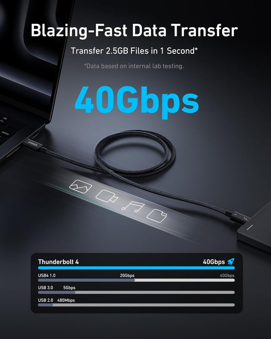 كابل Thunderbolt 4 USB-C لشحن فائق 240W ونقل بيانات 40 Gbps من Anker