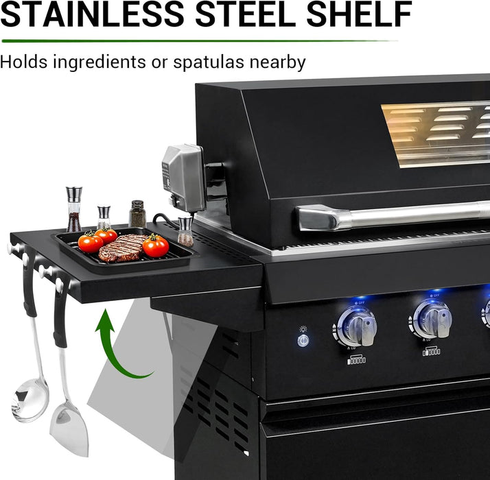 شواية غاز 6 شعلات من الفولاذ المقاوم للصدأ بقوة 99,000 BTU للاحترافية