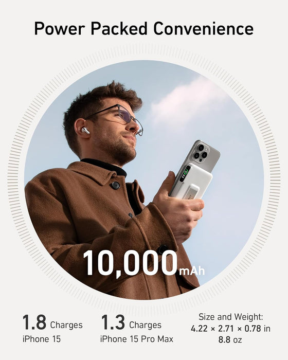 باور بانك مغناطيسي 10000MAH بشحن لاسلكي 15W مع Qi2 من Anker