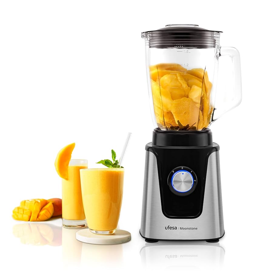 Ufesa Moonstone Blender – 1.5L Glass | 1500W | 2 Speeds + Turbo | 6 Titanium Blades Ufesa Moonstone Blender – 1.5L Glass | 1500W | 2 Speeds + Turbo | 6 Titanium Blades