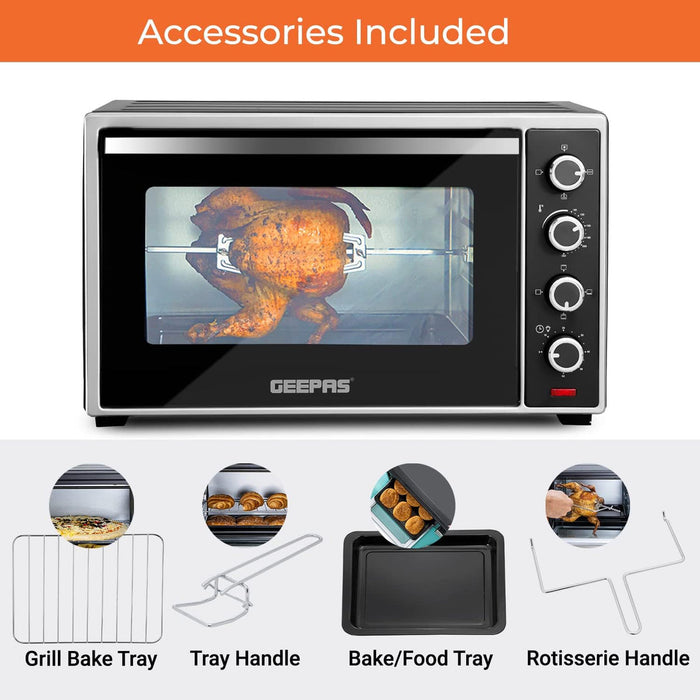 فرن كهربائي جيباس سعة 50 لتر مع شواية دوارة ومروحة - 2000 واط