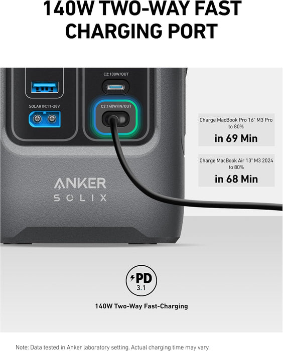 محطة طاقة محمولة 192WH LiFePO4 بخرج 200W وشحن شمسي من Anker