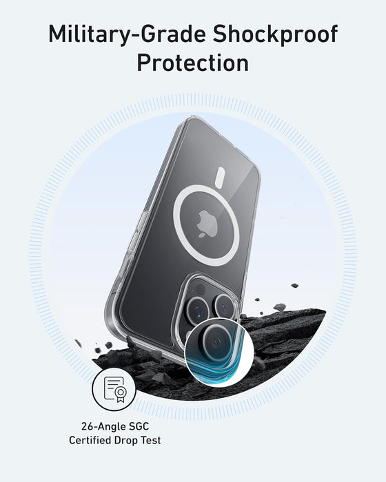 غطاء شفاف لهاتف iphone 16 Pro Max بطبقة مضادة للاصفرار وحماية قوية من Anker