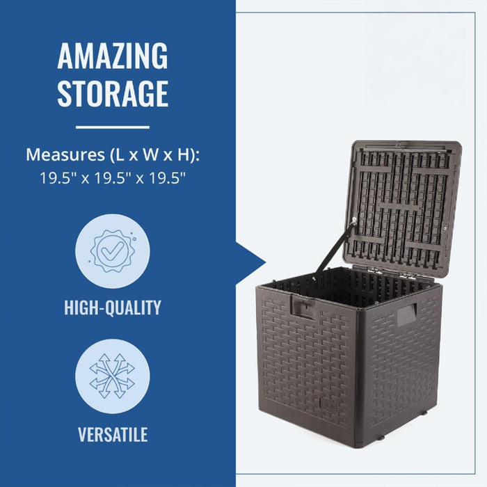 صندوق تخزين خارجي من الراتنج 106 لتر مقاوم للطقس لون جافا مع قفل