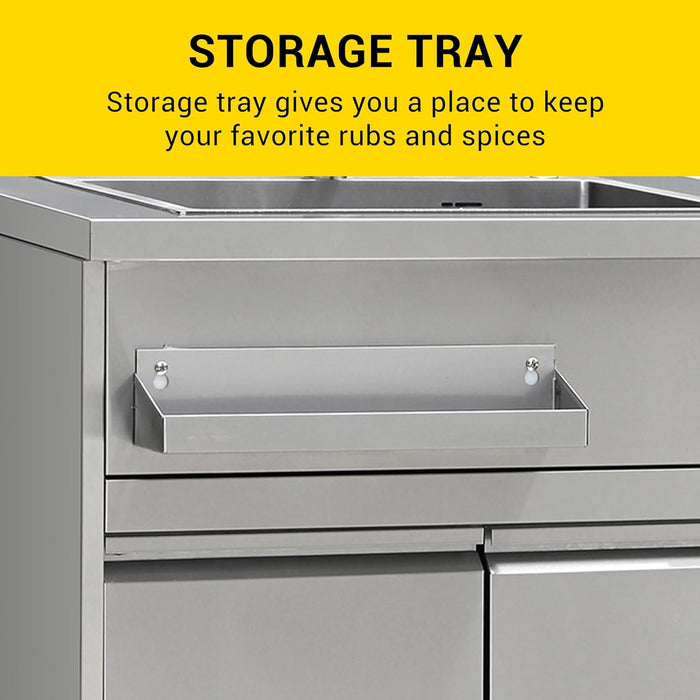 خزانة حوض ستانلس ستيل 32 بوصة بحوض وصنبور – مصنوعة من SUS304 مقاومة للصدأ