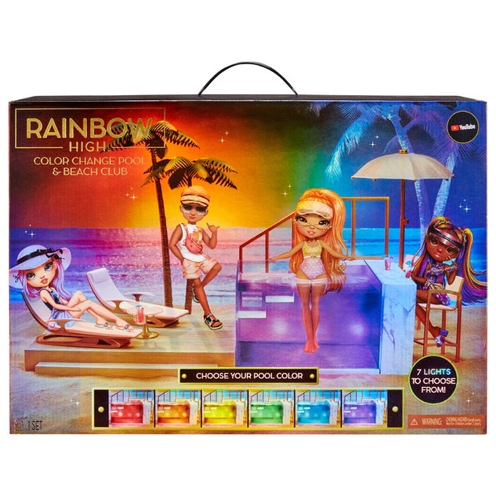 طقم لعبة نادي الشاطئ وحوض السباحة Rainbow High مع تغيير الألوان لتجربة لعب ممتعة من إم جي إيه إنترتينمنت