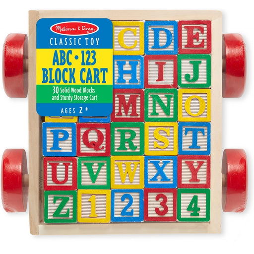 عربة مجموعة كتل كلاسيكية ABC مع 30 كتلة مكعبات لتعزيز المفردات واللعب المفيد. من ميليسا آند دوغ