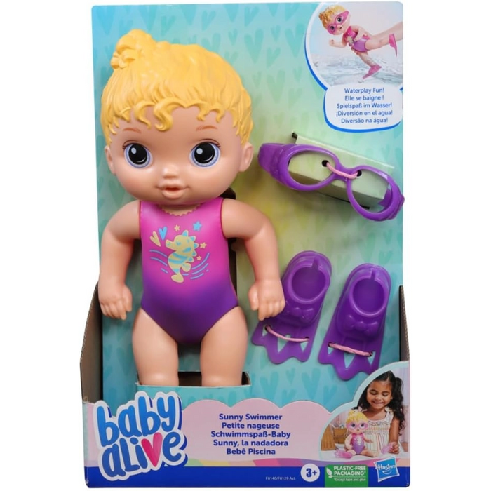 دمية ع dolls سابيرا سونى للسباحة 10 بوصات مع ملحقات ونظارات سباحة مائية من هاسبرو