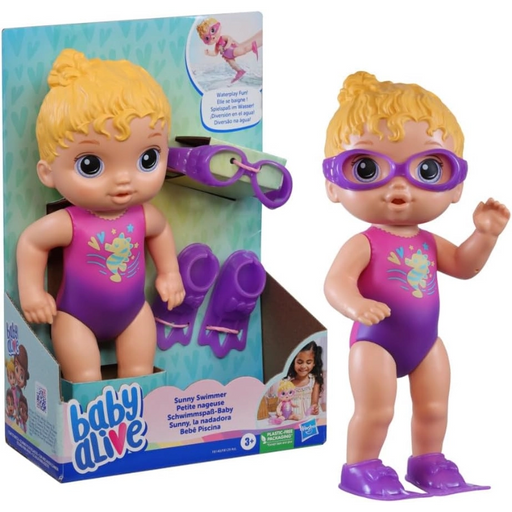 دمية ع dolls سابيرا سونى للسباحة 10 بوصات مع ملحقات ونظارات سباحة مائية من هاسبرو