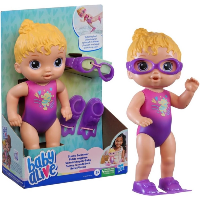 دمية ع dolls سابيرا سونى للسباحة 10 بوصات مع ملحقات ونظارات سباحة مائية من هاسبرو