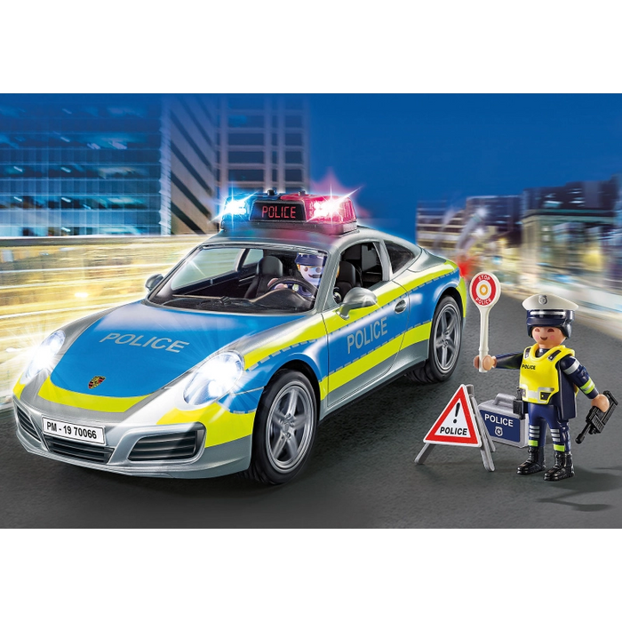 سيارة بورش 911 كاريرا 4S شرطة - 36 قطعة مع أضواء وأصوات واقعية تناسب الجميع من بلايموبيل