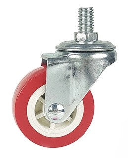 عجل تفلون احمر متحرك بسن 8 ملم بدون بريك 1.5" BHW