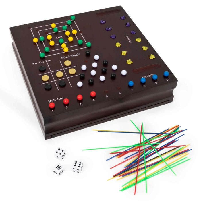 ألعاب العائلة، مجموعة 10 ألعاب مع 5 ألواح مزدوجة الجانب، متانة وجودة عالية. من سبين ماستر
