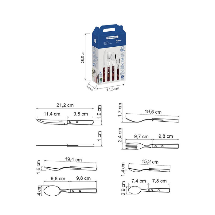طقم أدوات مائدة 24 قطعة من Tramontina Polywood