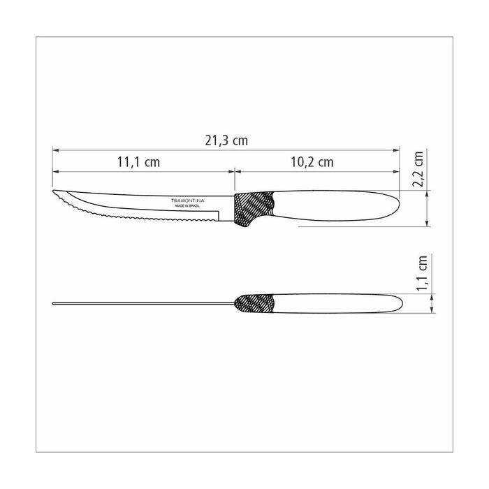 طقم سكاكين ستيك 21 سم 3 قطع من Tramontina Ipanema - أسود