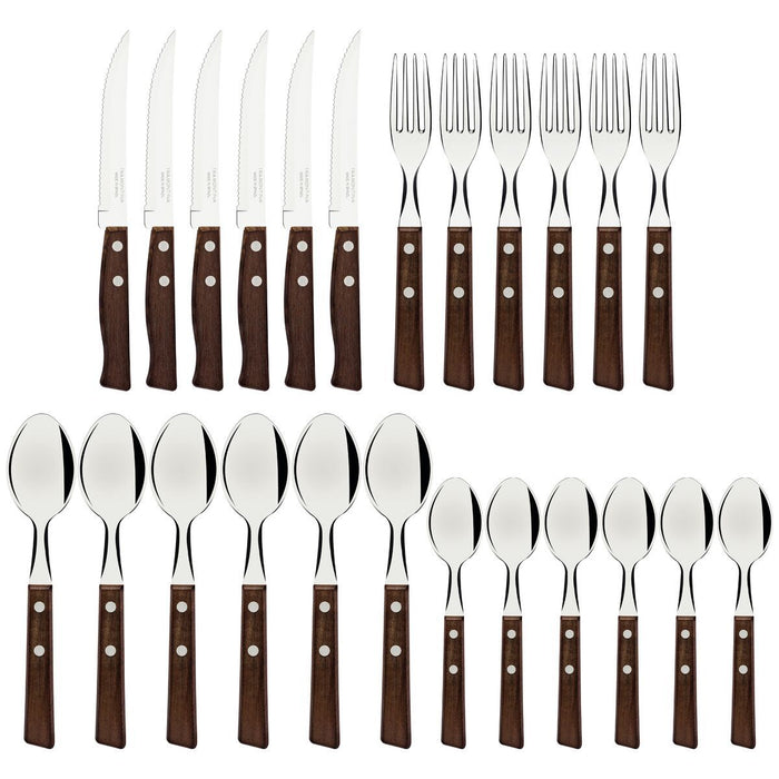 طقم أدوات مائدة 24 قطعة من Tramontina Traditional Wood