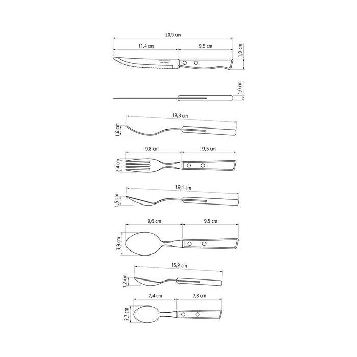 طقم أدوات مائدة 24 قطعة من Tramontina Traditional Wood