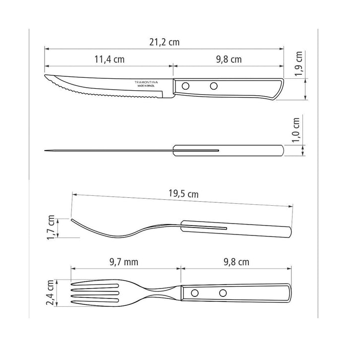 طقم أدوات باربكيو 14 قطعة من Tramontina Churrasco Polywood