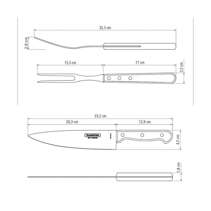 طقم أدوات باربكيو 14 قطعة من Tramontina Churrasco Polywood