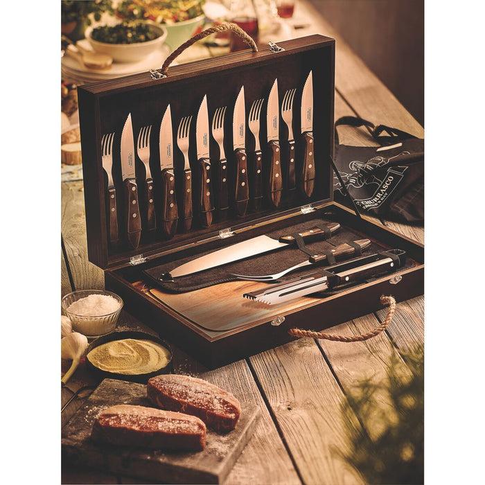 طقم أدوات باربكيو 17 قطعة من Tramontina Churrasco Polywood