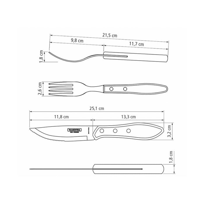 طقم أدوات باربكيو 17 قطعة من Tramontina Churrasco Polywood