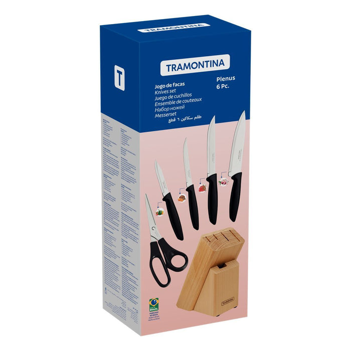 طقم سكاكين 6 قطع من Tramontina Plenus - أسود