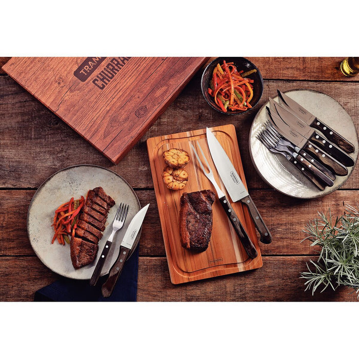 طقم أدوات باربكيو 15 قطعة من Tramontina Churrasco Polywood