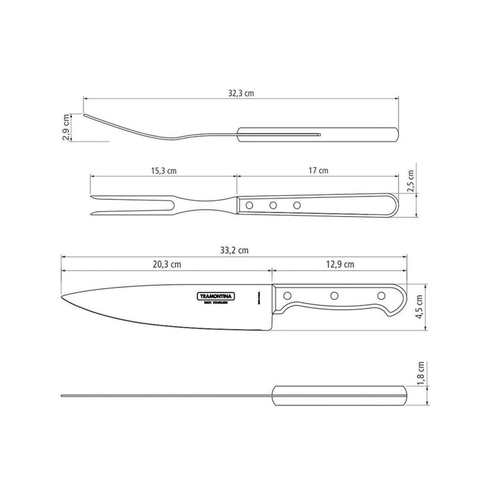 طقم أدوات باربكيو 15 قطعة من Tramontina Churrasco Polywood