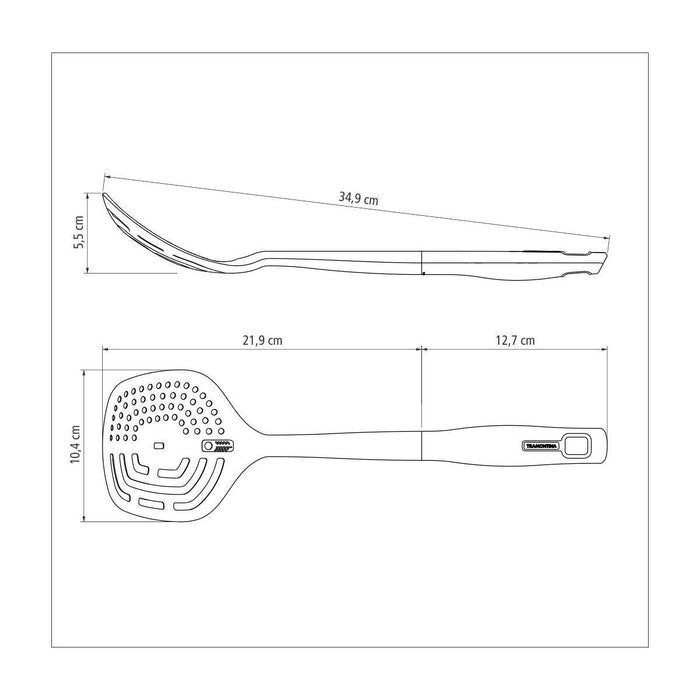 ملعقة بثقوب 35 سم من Tramontina Verano - رمادي