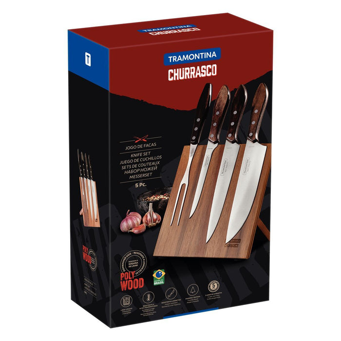 طقم أدوات باربكيو 5 قطع من Tramontina Churrasco Polywood