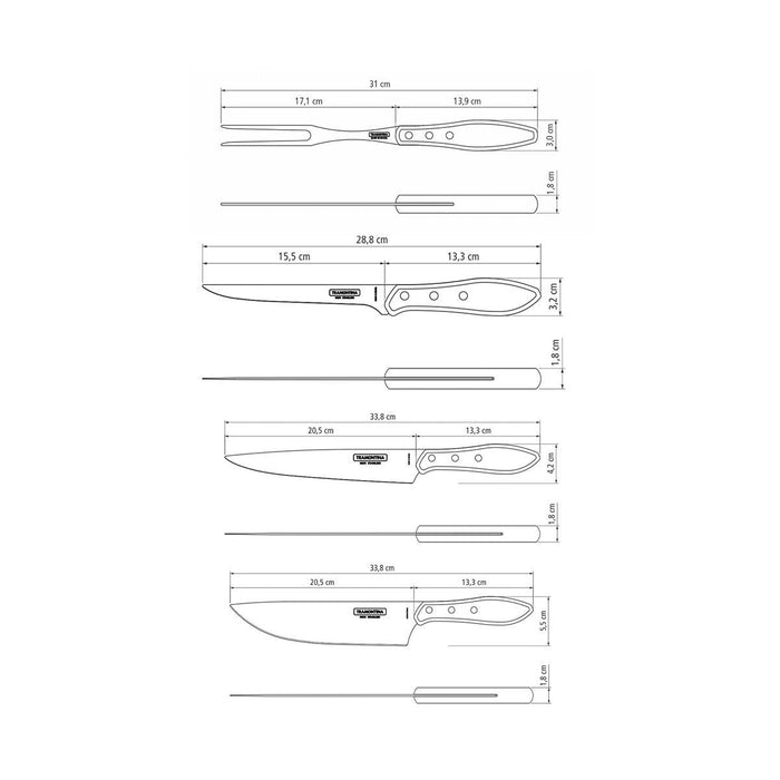 طقم أدوات باربكيو 5 قطع من Tramontina Churrasco Polywood