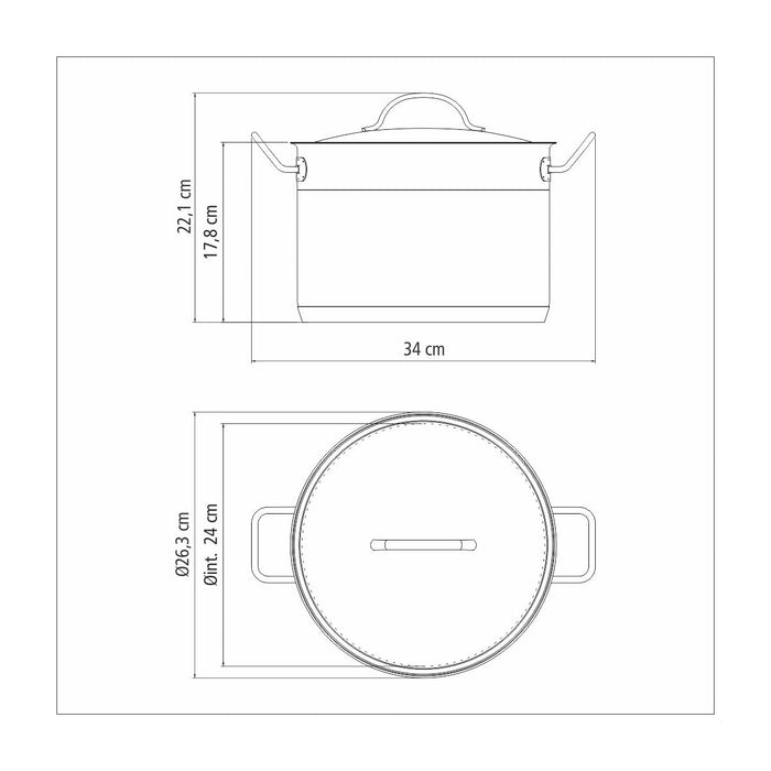 طنجرة ستيل بغطاء 24 سم من Tramontina Professional