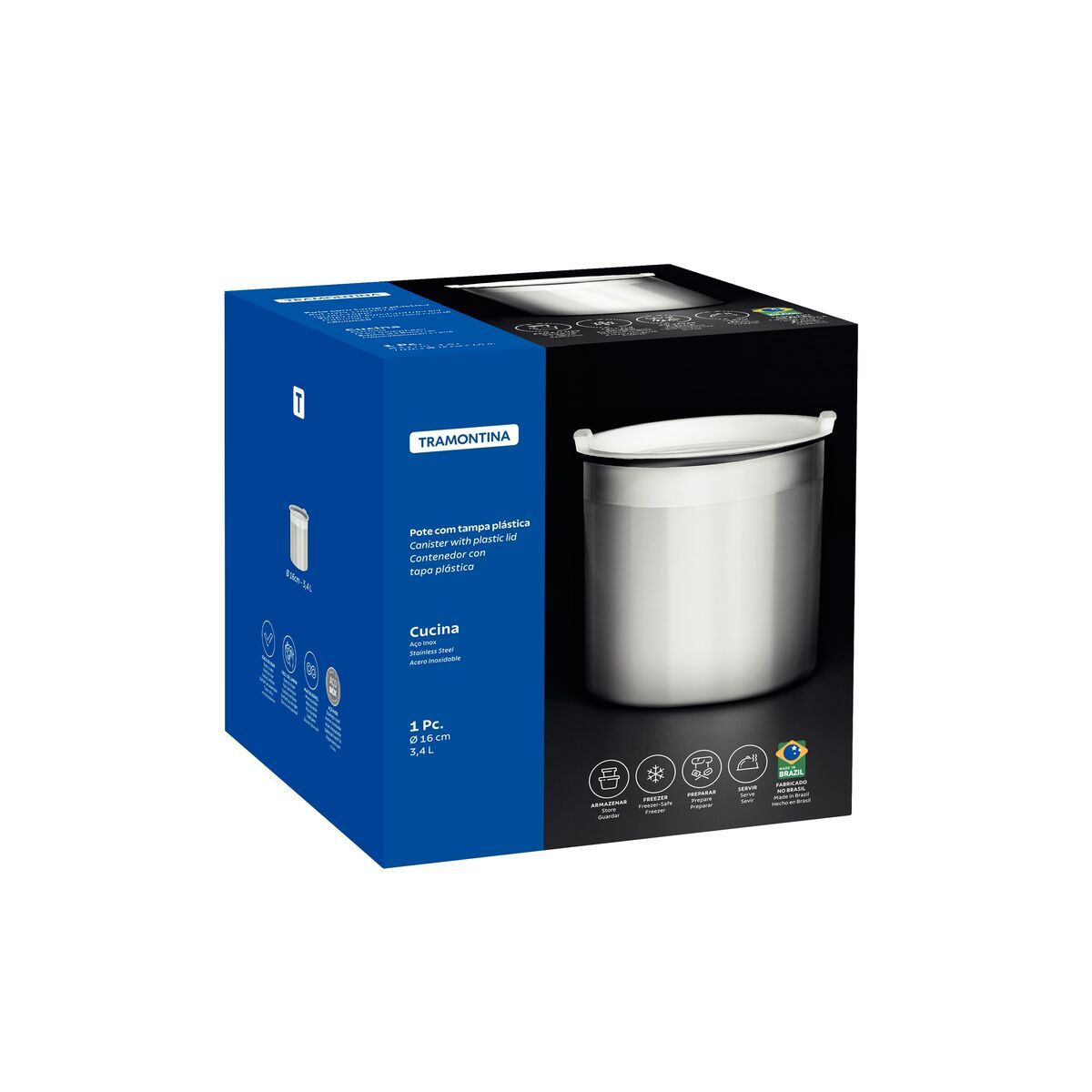 Tramontina Freezinox 3.4L Round Steel Food Container Tramontina Freezinox 3.4L Round Steel Food Container