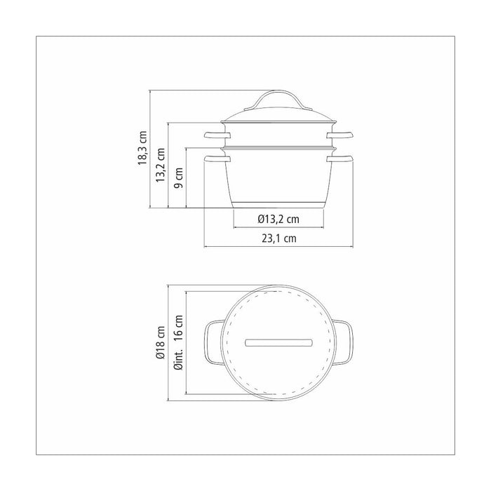 طنجرة طهي بالبخار طبقتين 19 سم من Tramontina Allegra