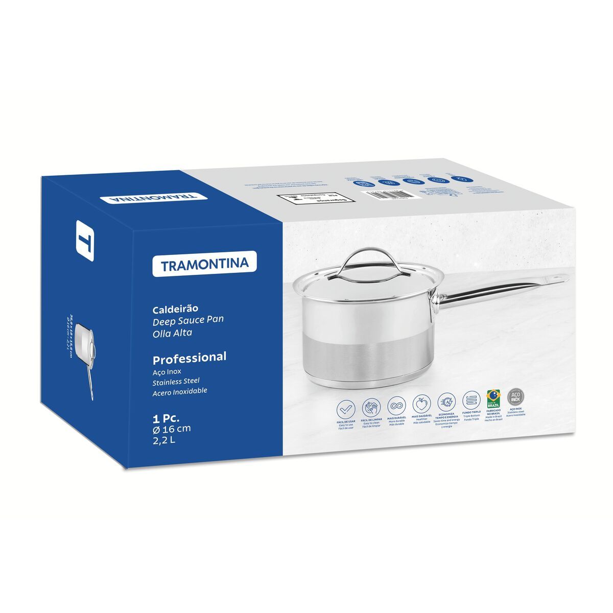 كسرولة صلصة ستيل بغطاء 16 سم من Tramontina Professional كسرولة صلصة ستيل بغطاء 16 سم من Tramontina Professional